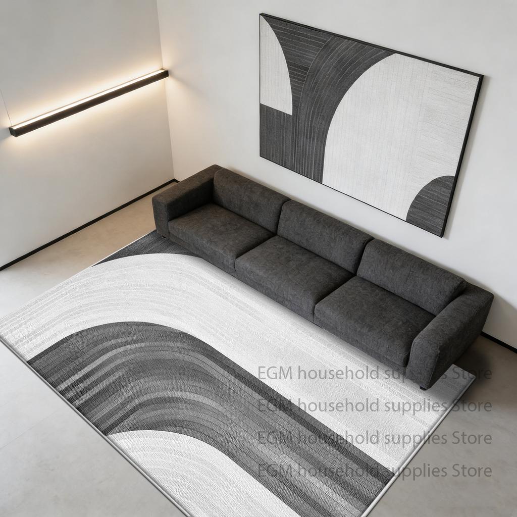 Modern Grey Luxury Rugs Geometric Home Decoration Bedroom Lines Bedside Carpet Washable Antiskid Customizable Floor Mat Lounge