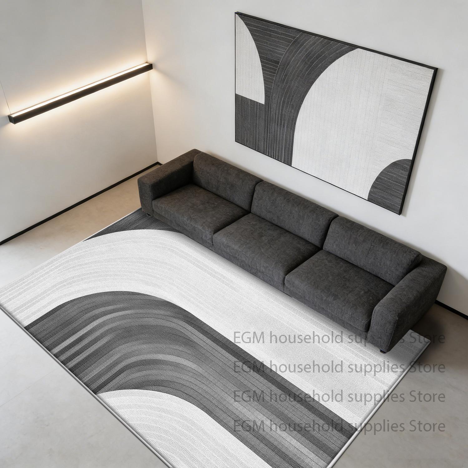 

Modern Grey Luxury Rugs Geometric Home Decoration Bedroom Lines bedside Carpet Washable Antiskid customizable Floor Mat Lounge 60x90cm