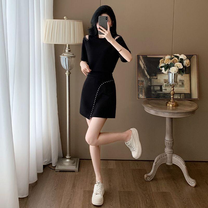 Xiaoxiangfeng High-end Fashion Suit for Women Summer Hot Girl Short-sleeved Top and Skirt Two-piece Set