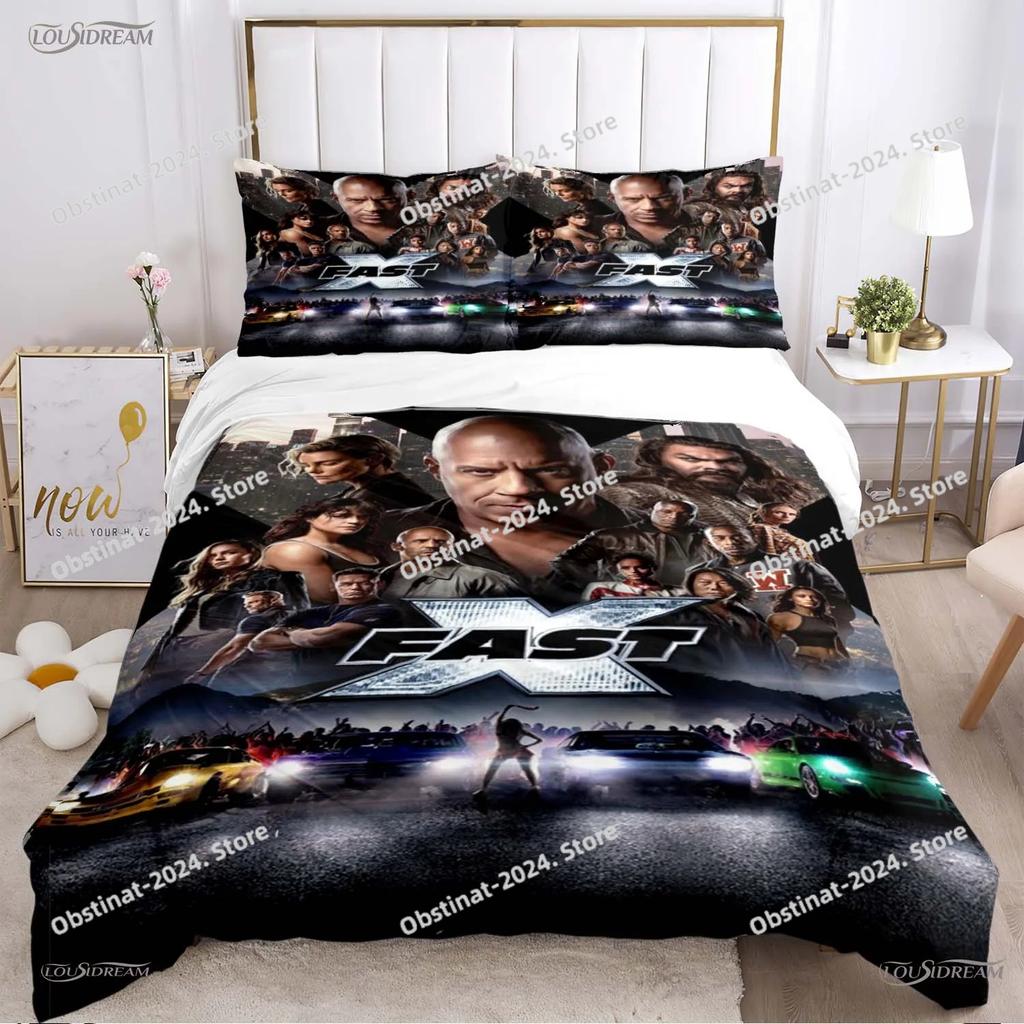 3D Fast Furious Car Enthusiast All Season Bedding Set Printed Duvet Cover Sheet Pillowcase Soft Quilt Cover Full Queen King Size
