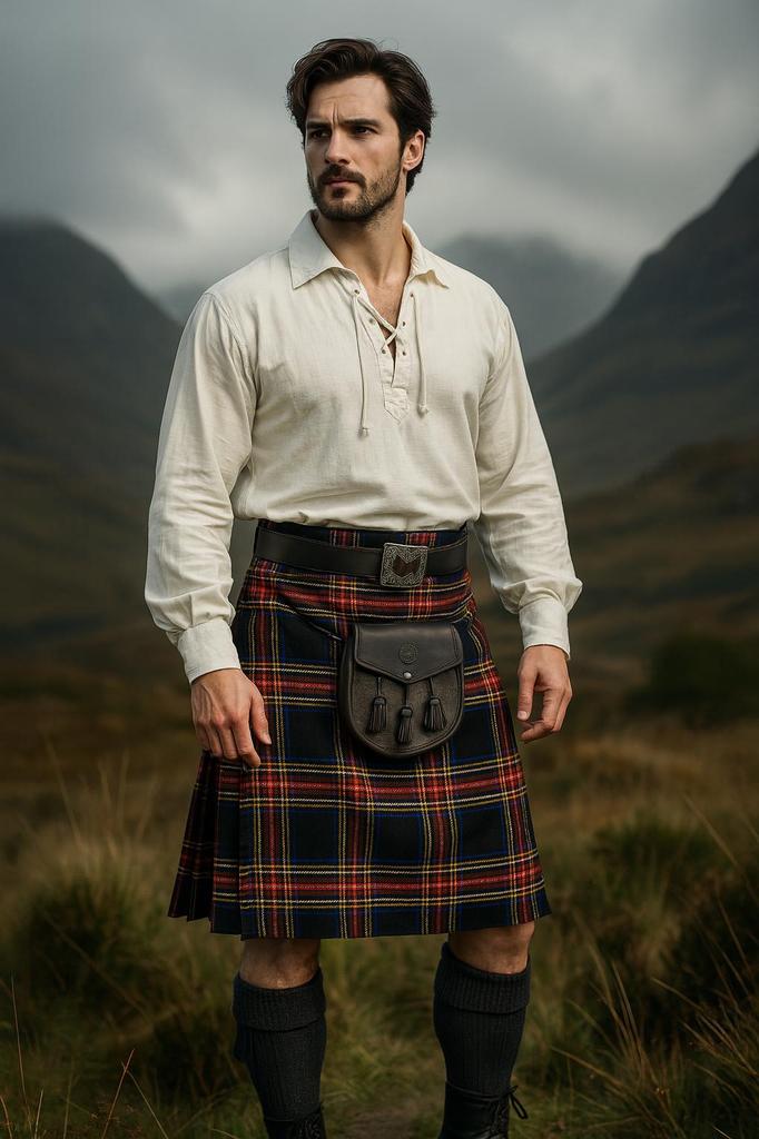 Scottish Kilt Black Stewart Tartan Traditional Highland Wedding Party Attire