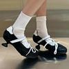 Designer High Heels Women's Round Head Cross Lace Strange Shoes Sports Style Silver Low Heels