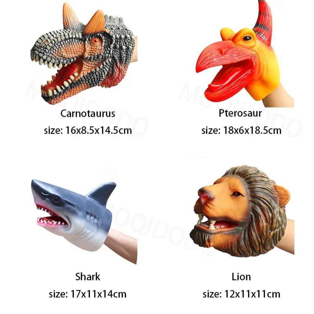 Handpoppen Dinosauruskop Model Speelgoed T-Rex Dino Jura Haai Tijger Park Poppen Dinosaurussen Werelden Zacht Pluche Speelgoed voor Jongens Kinderen Cadeaus
