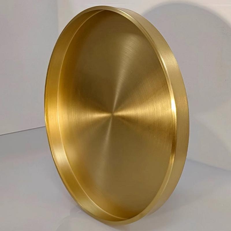 Multiple Sizes Polishing Brushed Texture Circle Shape Tray,Brass Tea Disc Home Cheese Food Plate,Snack Disc Table Decoration