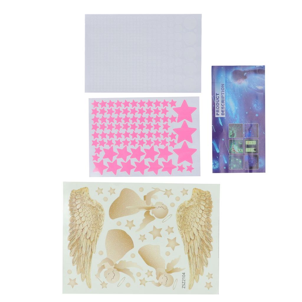 Wall Stickers Kids Room Wall Decal Stickers Luminous Celling Angel Wings Sticker for Baby Children Room