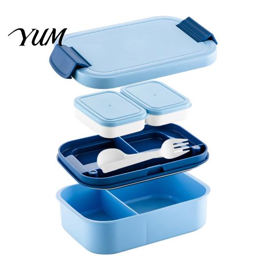 Microwave Safe Meal Prep Containers Double Layer Lunch Box with Sauce Container And Tableware, Leak Proof Stackable Food Easy Clean Dishwasher Storage