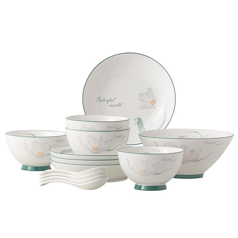 PHMI Flower Dream 13-Piece Ceramic Dinnerware Set