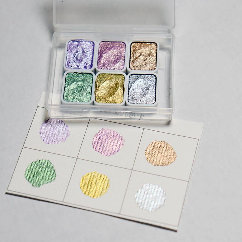 Juego de pintura de acuarela sólida manual de la serie Pearl de 6 colores de 1 ml para pintar uñas con acuarela decorativa