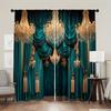 2 Pieces of Light Blue Flower Wedding Printed Curtains, Pole Bag Curtains 42*84, Home Decoration, Room Decoration