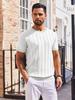 Neues europäisches & amerikanisches Herren-Sommer-Kurzarm-Strick-T-Shirt mit vertikalen Streifen
