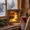 Christmas Desktop Night Light Sea Glass Shadow Box Light, 3D Winter Snow Scene Wooden Cozy Atmosphere Lamp Art Frame with LED Warm Glow, Landscape