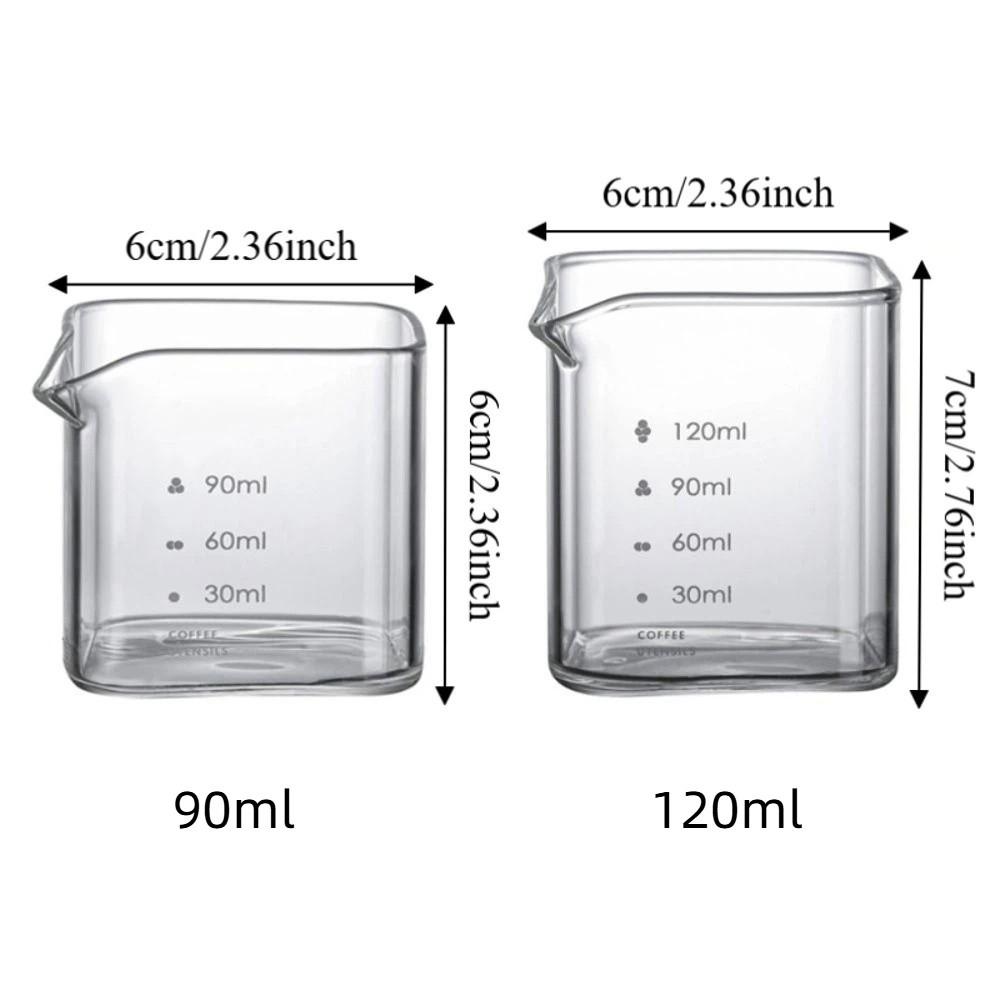 2PCS with Scale Square Measuring Pitcher Transparent Measuring Mini Espresso Cup Milk Cup  Bar Use