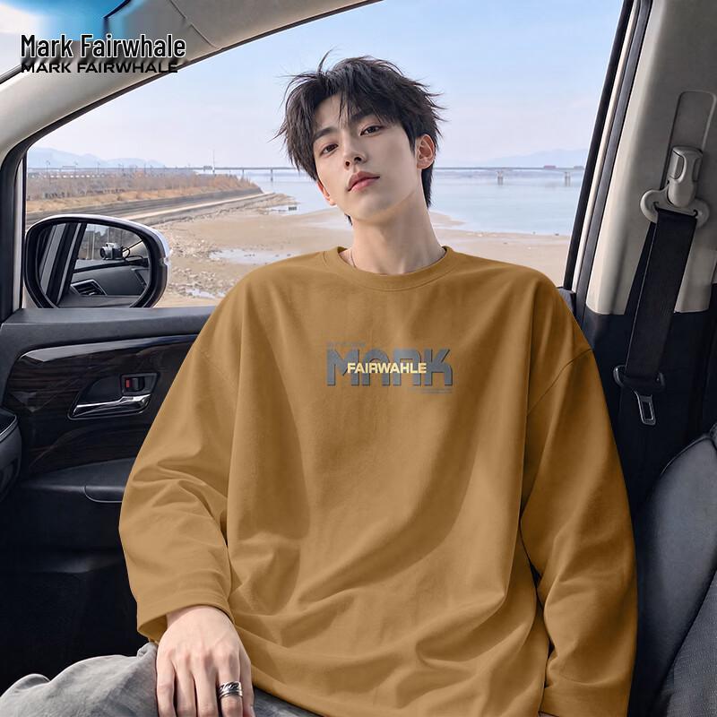 MARK FAIRWHALE Men's Heavyweight Cotton Long Sleeve Crew Neck T-Shirt