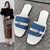 Fashion Square Headed Flat Sandals for , Worn for the Summer of 2025. New Casual Square Headed Breathable One Line Women's Sandals