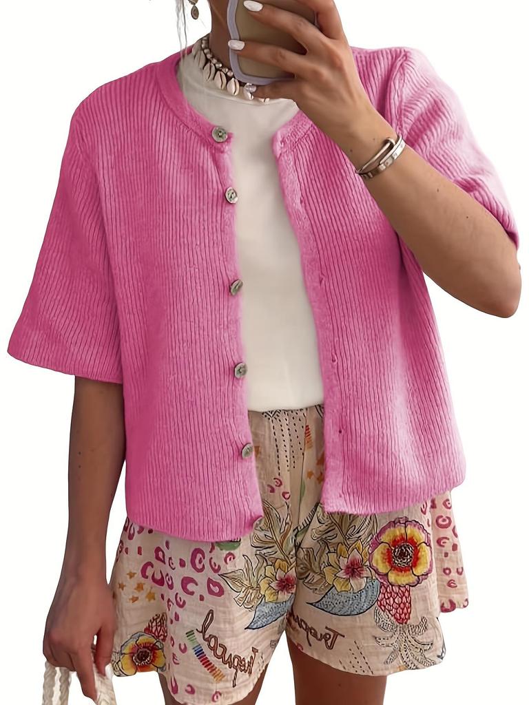 F 7701 3/4-Sleeve Knit Cardigan - New Trendy Design