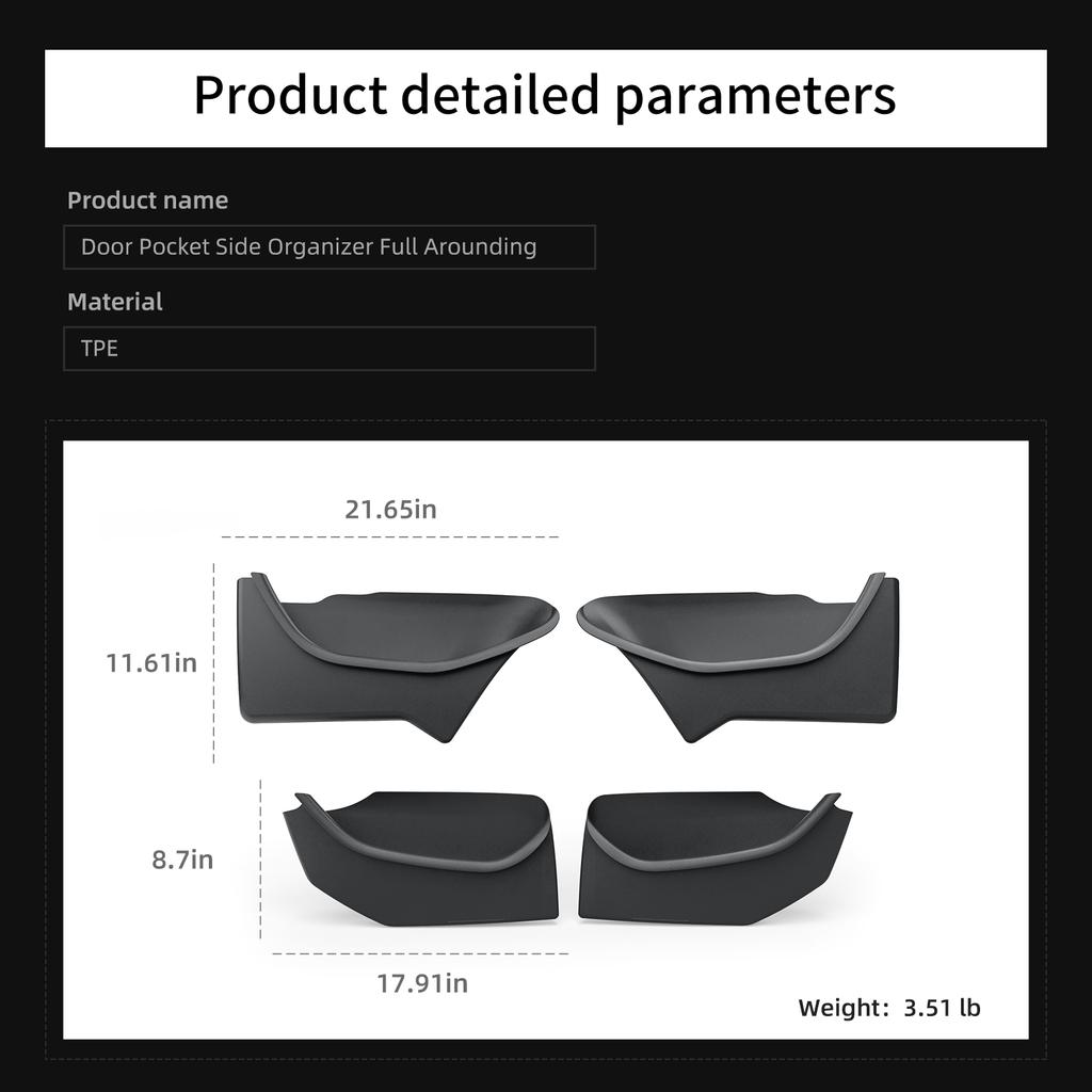 LUCKEASY for Tesla Model Y Launch 2025 Juniper Car Front Rear Door Holder Door Handle Storage Box Accessories Tray Organizer TPE