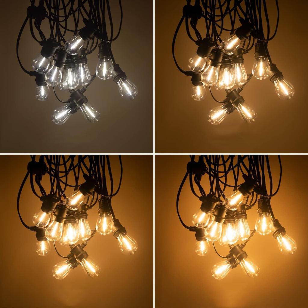 Waterproof LED Edison Bulb String Lights with Remote Control - Decorative Filament Globe for Patio, Tent, Camping, and Holidays