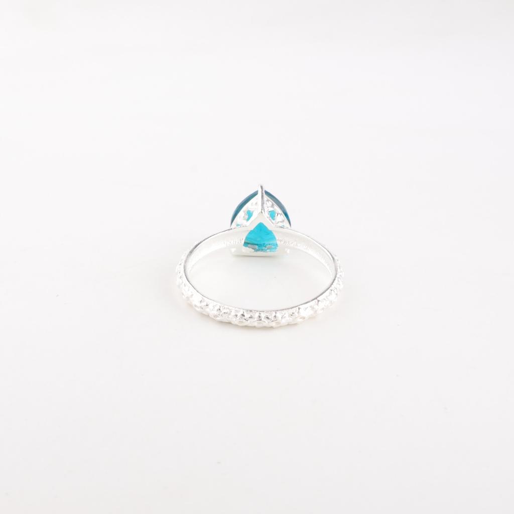 Apatite Gemstone 925 Stamped Silver Jewelry Handmade Triangle Shape Ring For Her CZR-10-1
