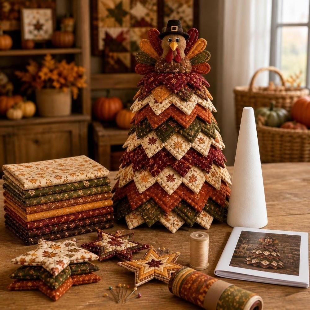 Complete Set DIY Craft Kit Handmade Hand-Made Decor Gifts Quilted Fabric Tree Halloween Decor