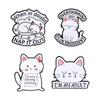 White Cats Enamel Pins Funny Overthinking Club President Brooches Badges Cute Cartoon Moody Animal Jewelry Gift for Friends