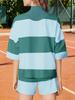 Women's Two Piece Striped Sweatshirt and Shorts Set Summer Matching Lounge Tracksuit