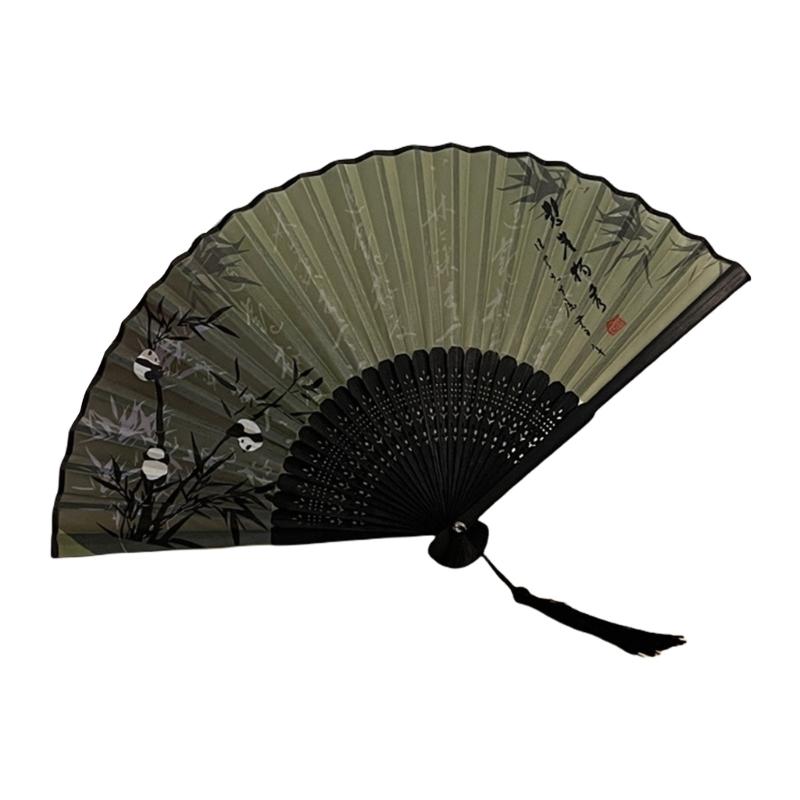 Elegant Chinese Calligraphy Wood Folding Fan With Painting Chinese Calligraphy Summer Cooling Dance Fan 21CM