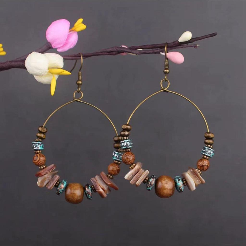 Bohemian Turquoise Owl Dream Catcher Tassel Earrings for Women