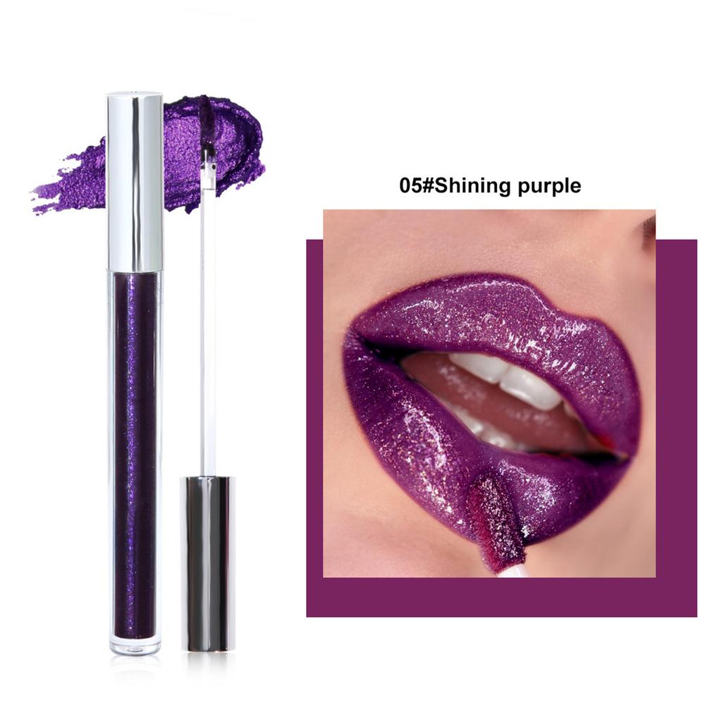 1 Piece Long Lasting Waterproof Liquid Lipstick High Pigment Glitter Lip Gloss Non Stick Transfer Smudge Proof Moisturizing Lip Makeup