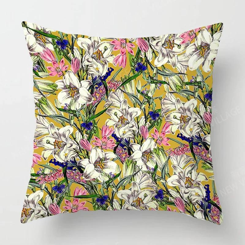 Nordic Fall Home Decor Autumn Throw Pillow Case Sofa Cushion Cover Modernplant Green Leaf