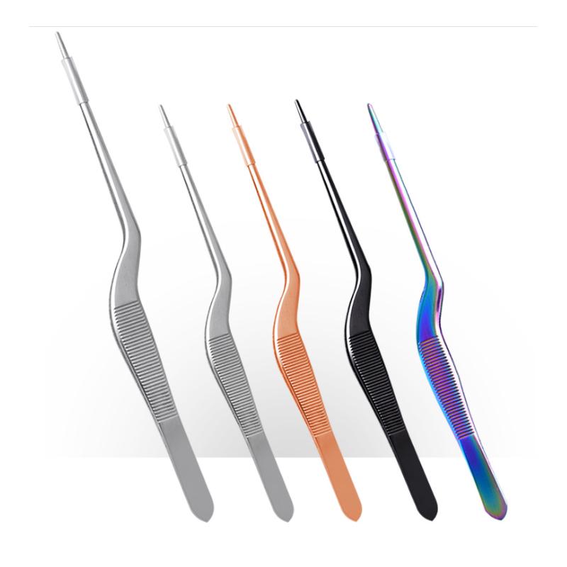 Molecular Gastronomy Bent & Straight Tip Cooking Tweezers for Western & Chinese Cuisine