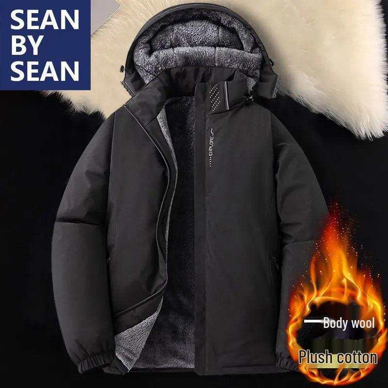 Men's Winter Windproof Waterproof Cotton Jacket with Velvet Lining - Warm Outdoor Coat for Takeaway Riders