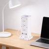 Electrical Outlet Tower With 6 Receptacles Narrow Profile For Home Workplace Area Efficient Plastic Build Secure And Extended