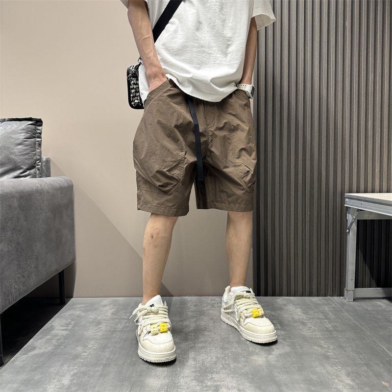 Casual Shorts Summer Loose Solid Color Simple Sports Centre Trousers Beach Straight Trousers
