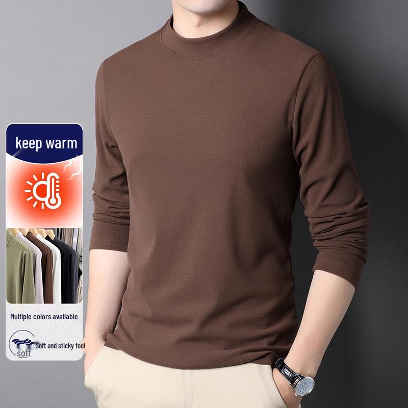 Men's Self-Heating Double-Sided Fleece Half-High Collar Sweatshirt - 2025 Autumn/Winter New Style Base Layer
