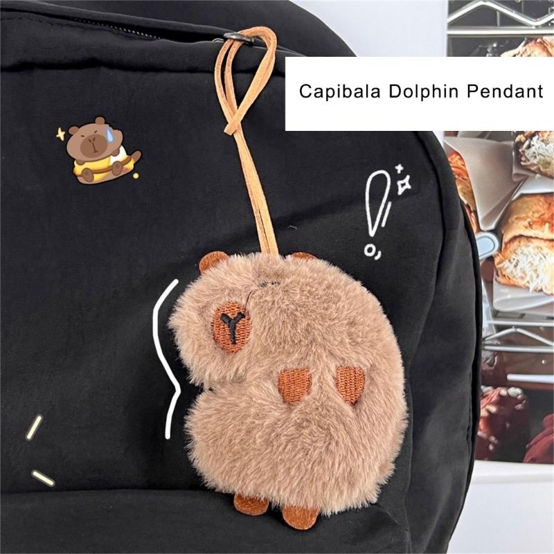 Pack of 4 Capybara Plush Keychains Charm Animal Shaped Keyring Bag and Phone Pendants Accessories Handmade Decoration