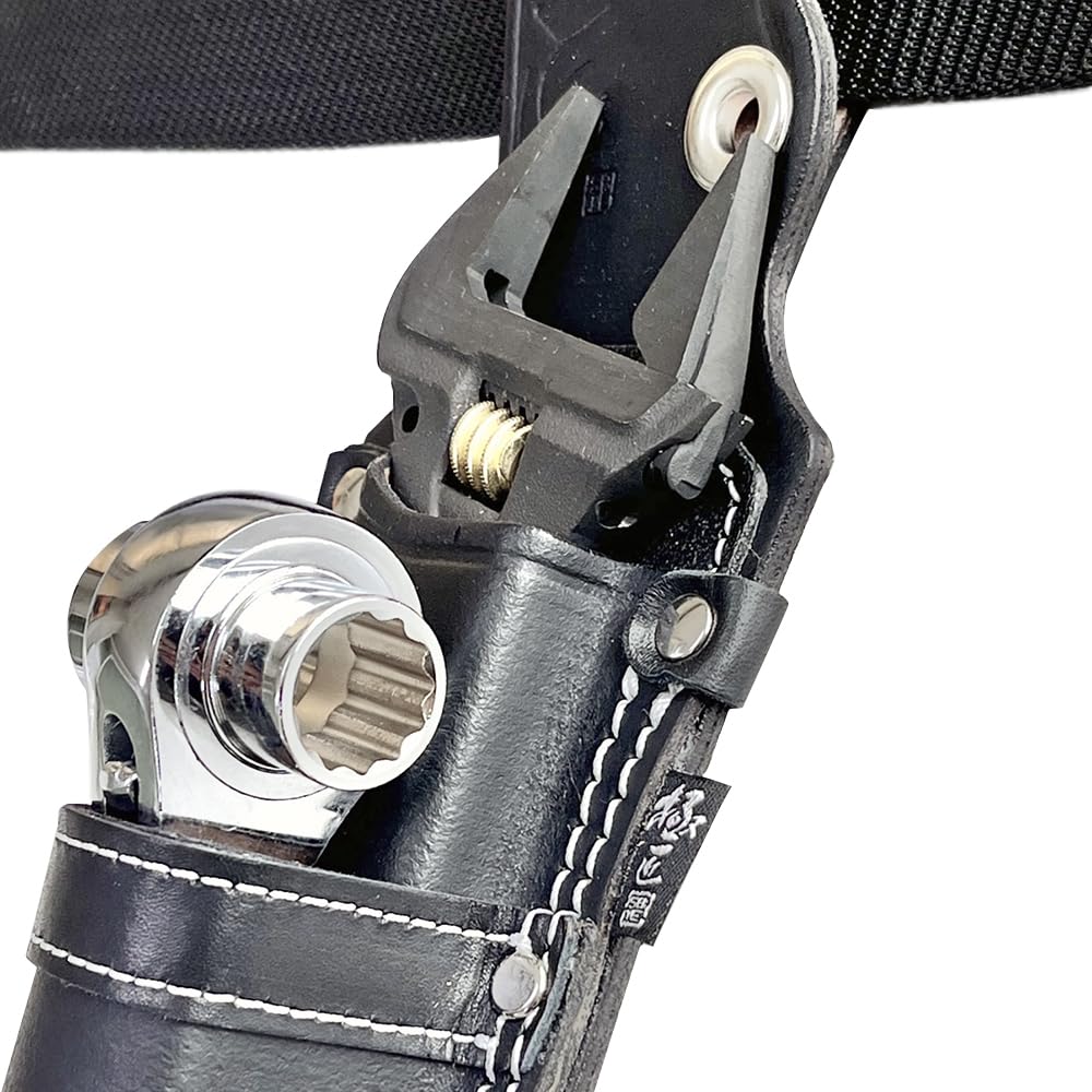 Besttool Gokusho Black Leather Ratchet and Adjustable Wrench Made in Japan of split leather that blends in well with your tools for easy Holder,