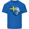 Gekräuselte Schwedische Flagge Schwedentag Fußball Unisex Leichtes Baumwoll-T-Shirt