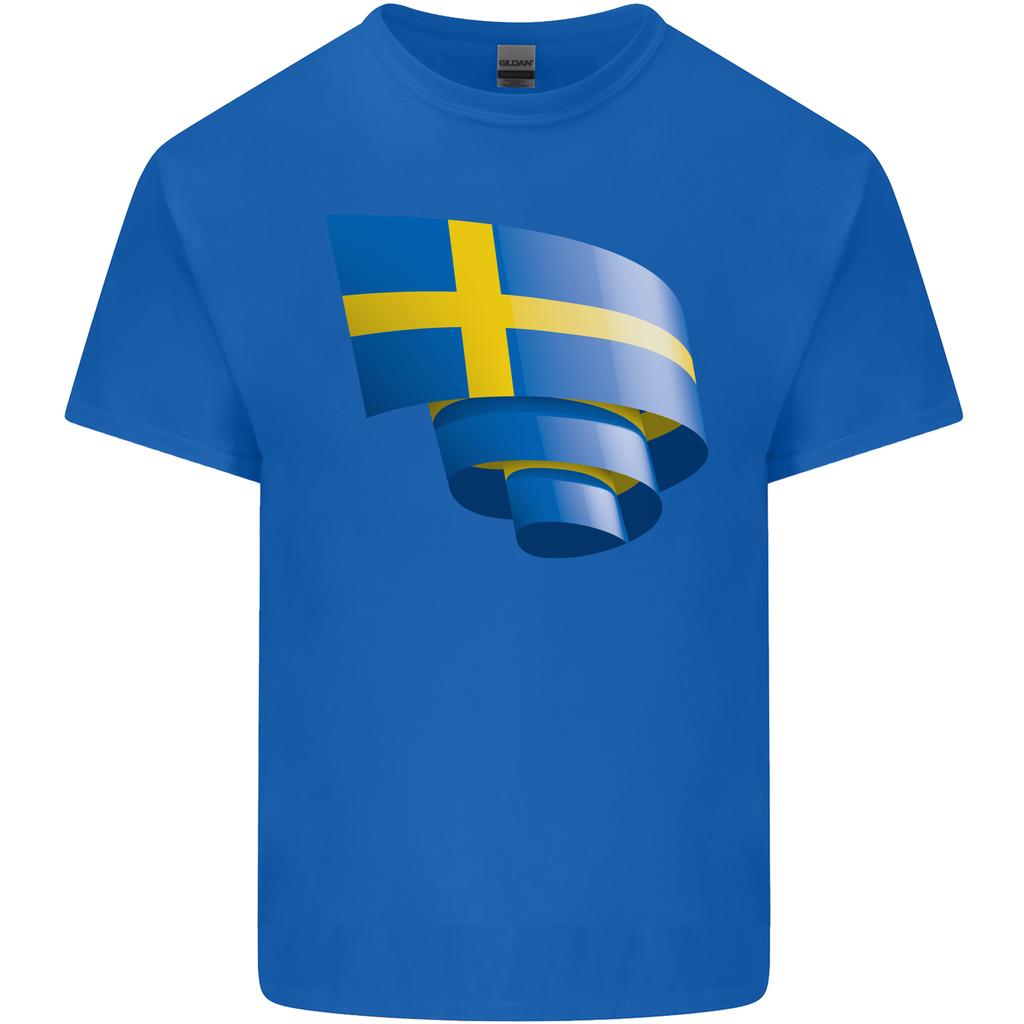 Gekräuselte Schwedische Flagge Schwedentag Fußball Unisex Leichtes Baumwoll-T-Shirt
