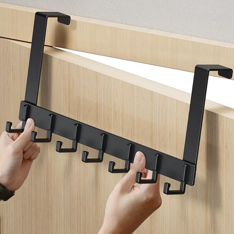 Hooks Over The Door 6 Hooks Clothes Coat Hat Towel Hanger Home Bathroom Organizer Rack Holder Door Hang Quick Installation
