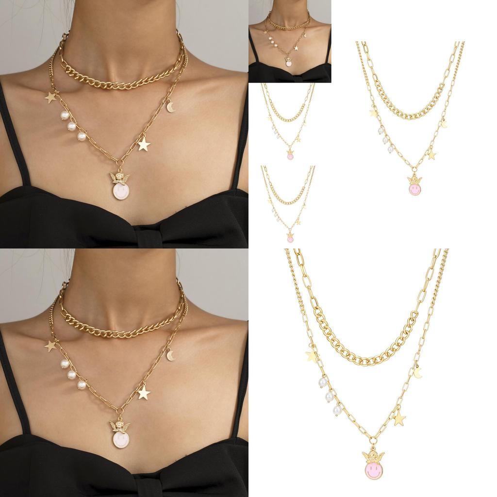 Trendiger Europäischer Stil Kreativer Schmuck Charmantes Sternenkrone Lächeln Halskette Für Frauen