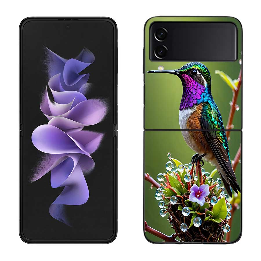 The Spirit of Hummingbirds Phone Case For Samsung Z Flip 7 6 5G Galaxy Z Flip 5 4 3 Black Hard Cell Cover Luxury PC Shell Coque