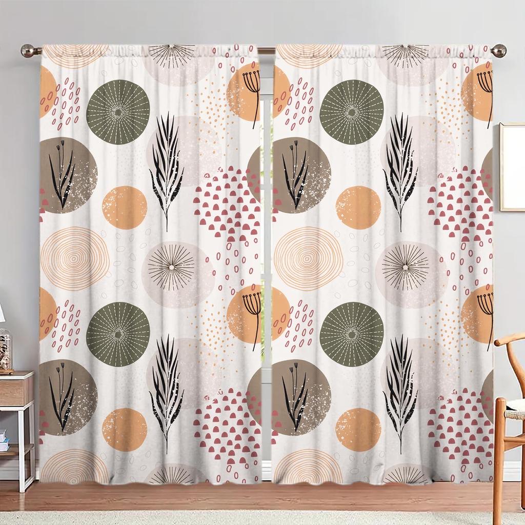 2pcs Simple and Stylish Pattern Printed Curtains Suitable for Family and Friends Shade the Sun and Protect Privacy