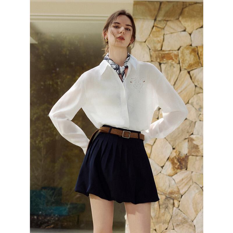 ELLE Women s Embroidered Long Sleeve Shirt M