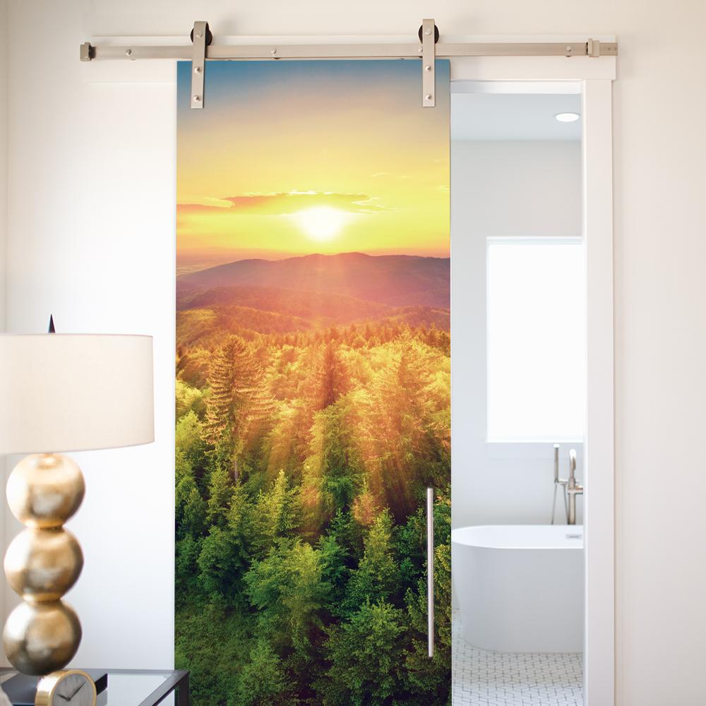 3D Forest Scenery Door Sticker - Removable Vinyl Mural, Nature Pathway Adhesive Door Wallpaper for Home Decor