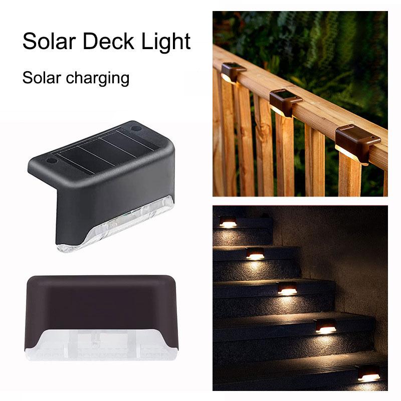 Solarne światło pokładowe zewnętrzne 1 szt., Wodoodporne solarne światło LED na schody zewnętrzne, stopień, ogrodzenie, podwórko, patio i ścieżkę