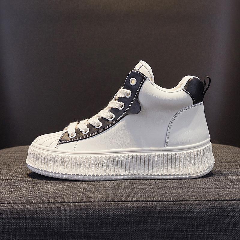 

Кеды с высоким верхом Ракушка 2025 осень и зима новая кожаная повседневная маленькая белая обувь популярная спортивная корейская версия трендовые ботинки Мартин женские 40