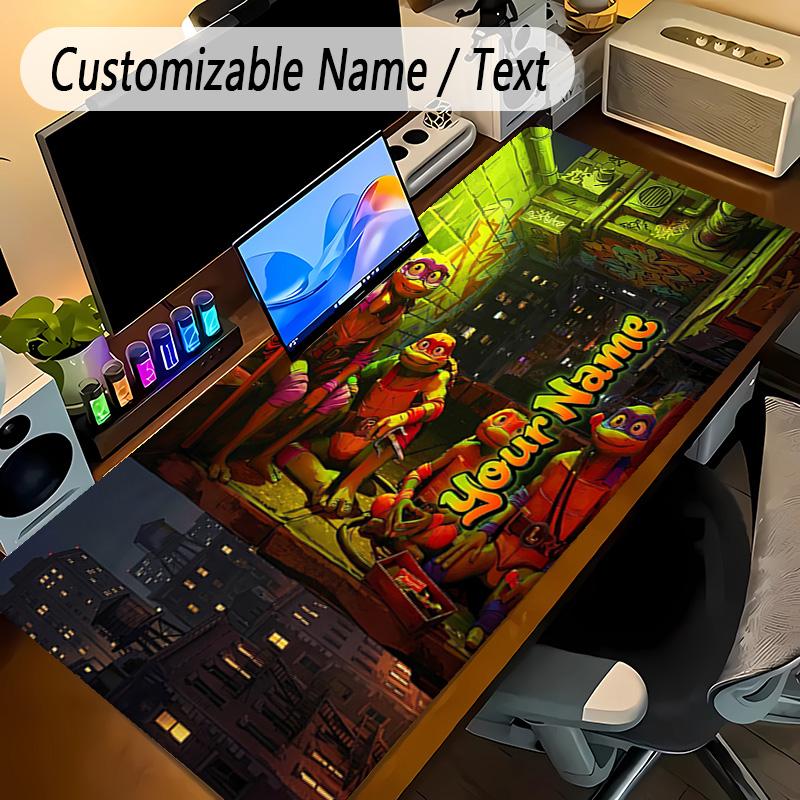 Large Mouse PadTeenage Mutant Ninja Turtles Custom Name Text Personalized Desk Mat Non Slip Gaming Pad