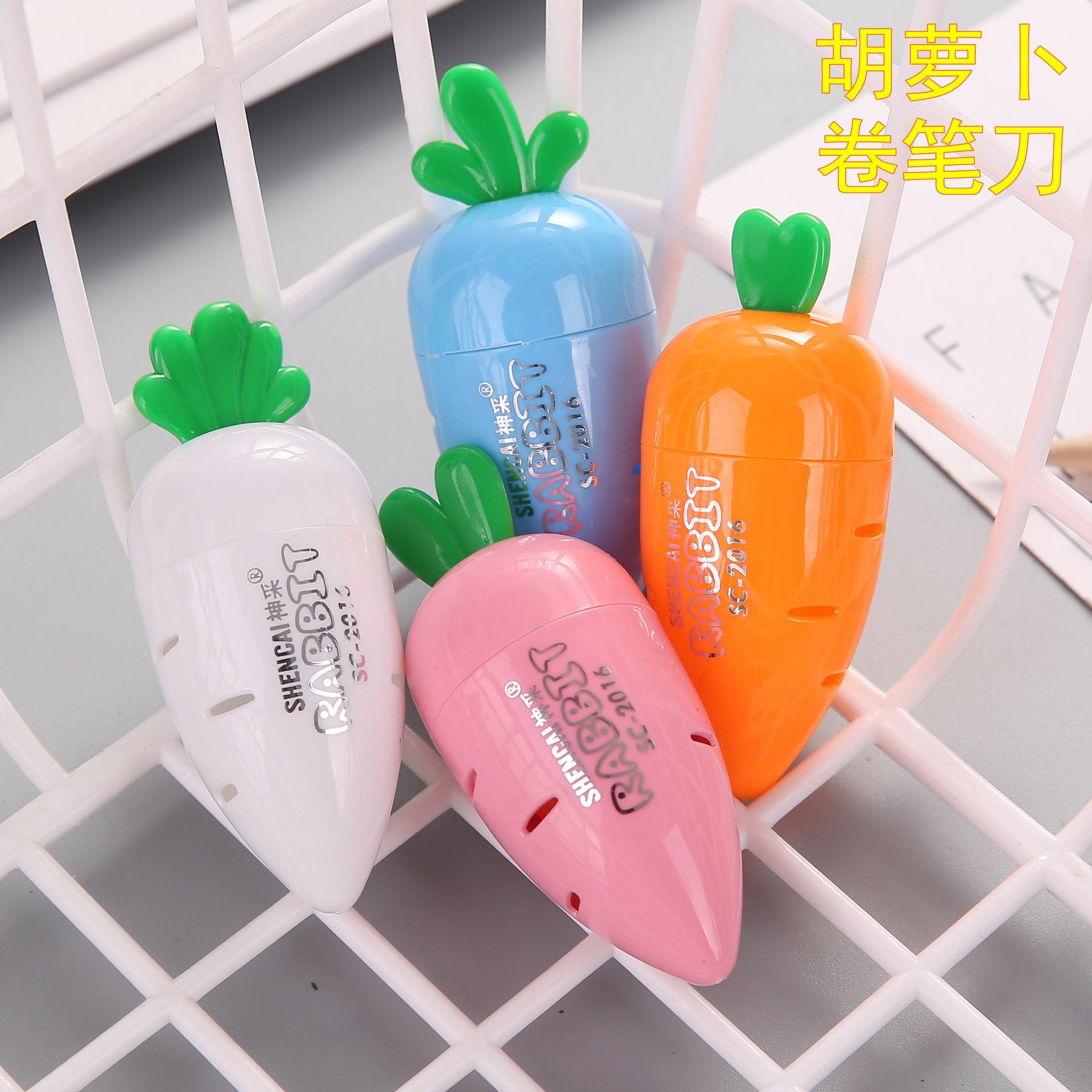 

5 шт. Милая мультяшная креативная пластиковая точилка для карандашей в форме морковки для детей, креативный предмет, школьные принадлежности, канцелярские принадлежности