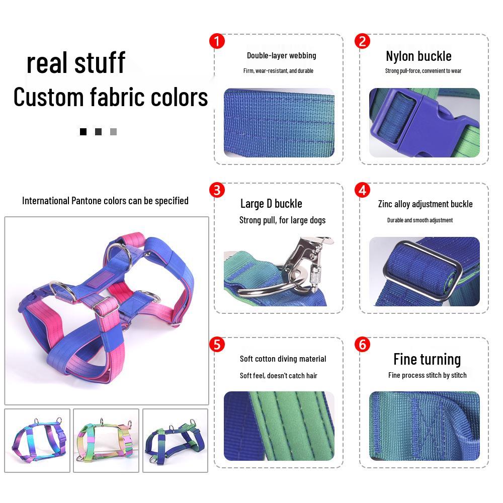 Adjustable Gradient Nylon Dog Harness for Medium To Large Dogs