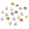 30pcs Stainless Steel Metal Gold Tone Screw Eyes Bails Top Drilled Beads End Caps Pendant DIY Charms Connectors Jewelry Findings